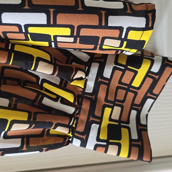 WORTHINGTON WOMENS PETITE PLUS BROWN & YELLOW SYMMETRICAL BLOUSE SIZE PXXL - Picture 8 of 16